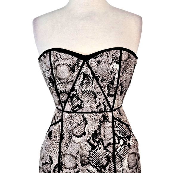BCBGMaxazria Python Print Shana Strapless Bustier Silk Blend Mini Dress - Picture 5 of 12